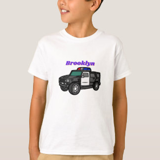 T-shirt Cute happy police car cartoon illustration