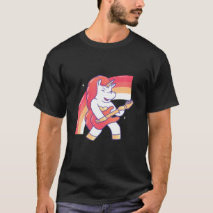 T-shirt Cute Happy Unicorn Jouer Guitare, Drôle Cadeau