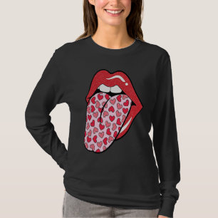 T-shirt Cute Heart Lips Langue Rétro Saint Valentin Matchi