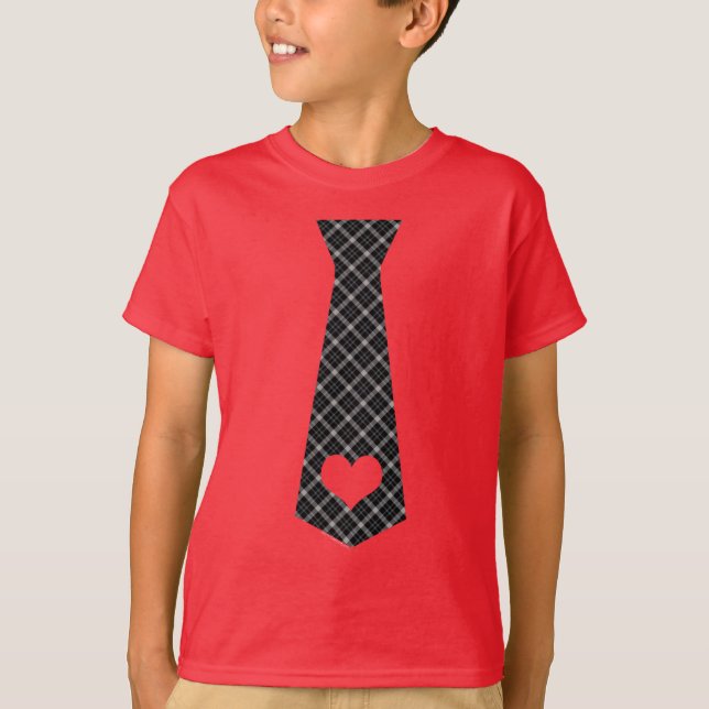 T-shirt Cute Heart Necktie Business Love Boys Valentine (Devant)