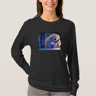T-shirt Cute Hedgehog Animated Winter Snow Animal