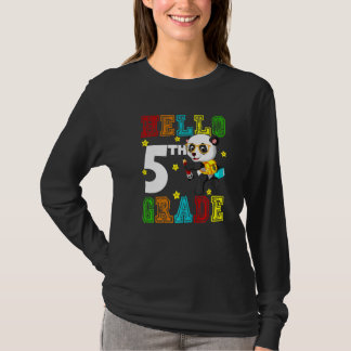 T-shirt Cute Hello Fifth Grade Teacher Student Panda Back 