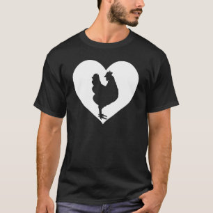 T-shirt Cute Hen Qui aime Poulets Cool Coeur Blanc Vinta