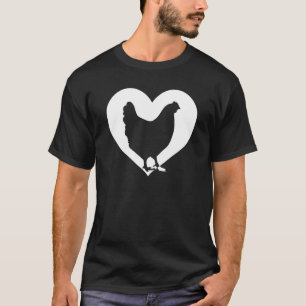 T-shirt Cute Hen Qui aime Poulets Cool Coeur Blanc Vinta