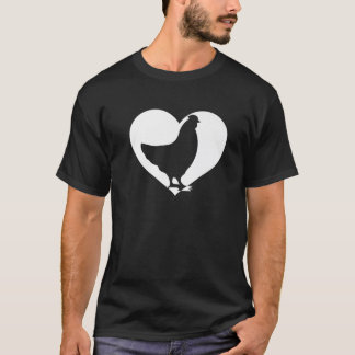 T-shirt Cute Hen Qui aime Poulets Cool Coeur Blanc Vinta