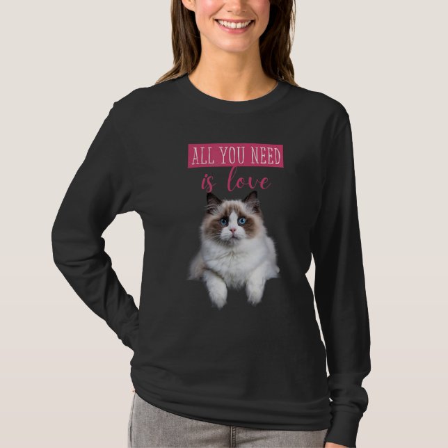 T-shirt Cute Hidden Kitten message d'amour Chat tissu déch (Devant)