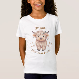 T-Shirt Cute Highland Cow Design pour Girls Jersey
