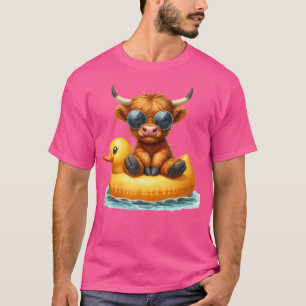 T-shirt Cute Highland Vache Poule de canard Flottant Vibes