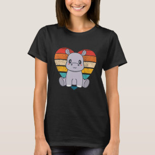 T-shirt Cute Hippopotame Forme cardiaque rétro Vintage