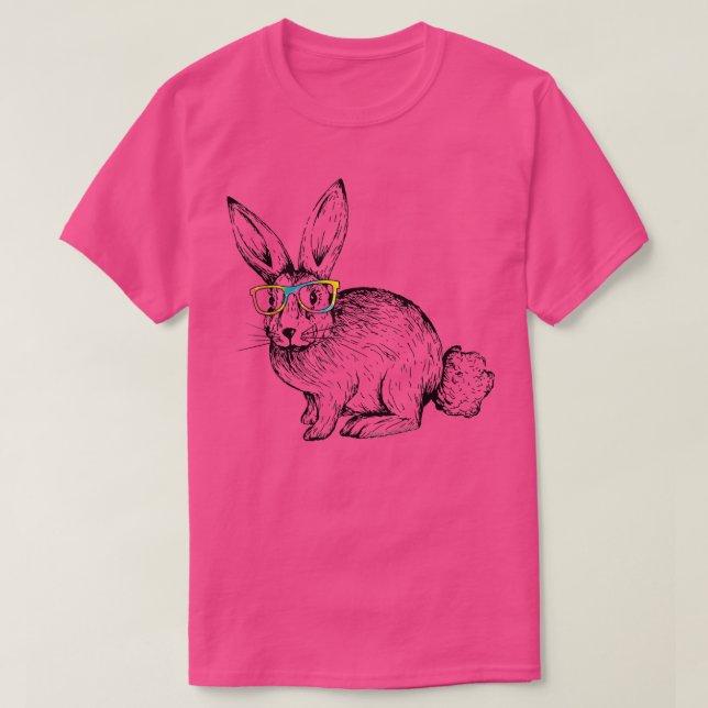 T-shirt Cute Hipster Bunny Tie Dye Glasses Rabbit Lovers E (Design devant)