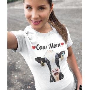 T-shirt Cute Holstein Cow Coeur Maman Ferme laitière Femme