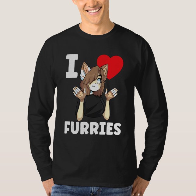 T-shirt Cute I Heart Furries Furry Fandom Amour (Devant)