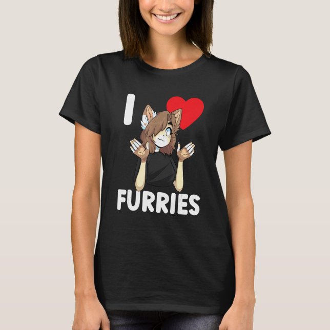 T-shirt Cute I Heart Furries Furry Fandom Love 2 (Devant)