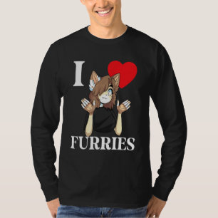 T-shirt Cute I Heart Furries Furry Fandom Love 4