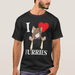 T-shirt Cute I Heart Furries Furry Fandom Love 4