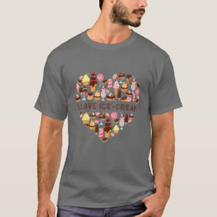 T-shirt Cute I Lote I Love Glace Cream Sweet Donuts Cakes