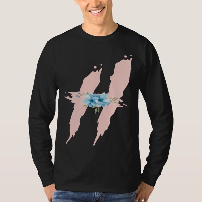 T-shirt Cute Initial Monogram Floral Alphabet Letters H (Devant)