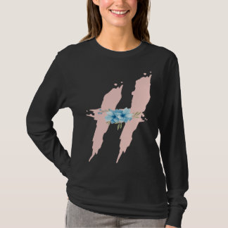 T-shirt Cute Initial Monogram Floral Alphabet Letters H