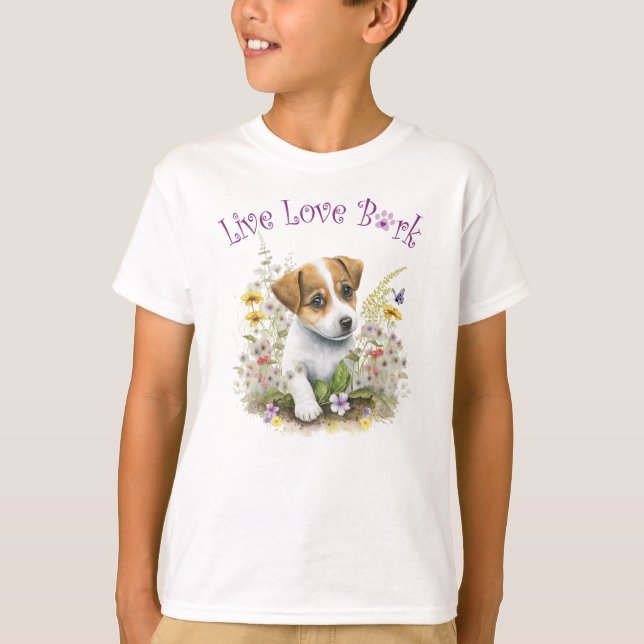 T-shirt Cute Jack Russell Chien Floral (Devant)
