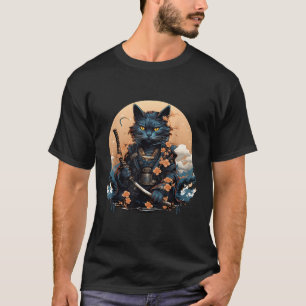 T-shirt Cute Japonais Samurai Chat Shirt Tattoo 2023 Kawai