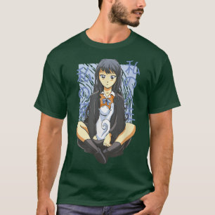 T-shirt Cute Japonaise Kawaii Anime Girl assise avec Neko