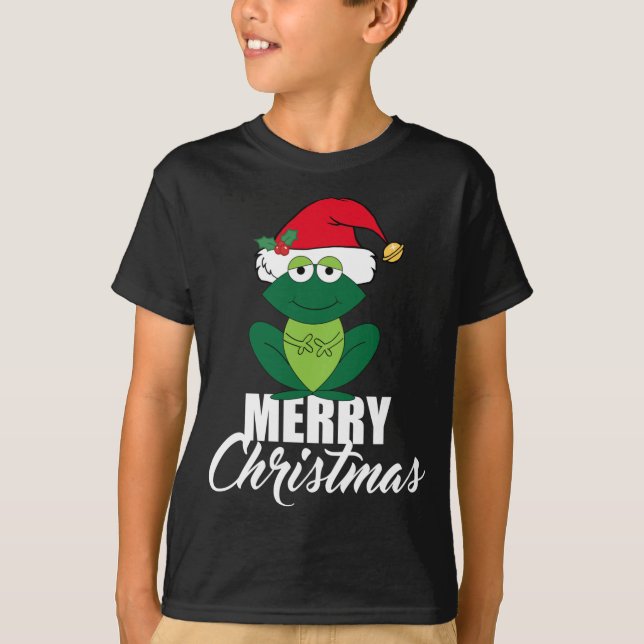 T-shirt Cute Joyeuse Grenouille de Noël (Devant)