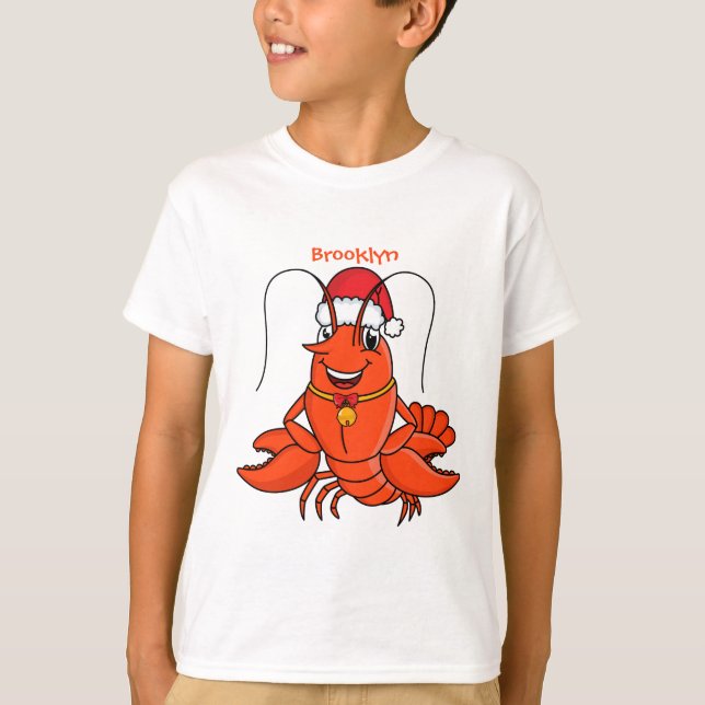 T-shirt Cute joyeux homard portant le dessin du casquette  (Devant)