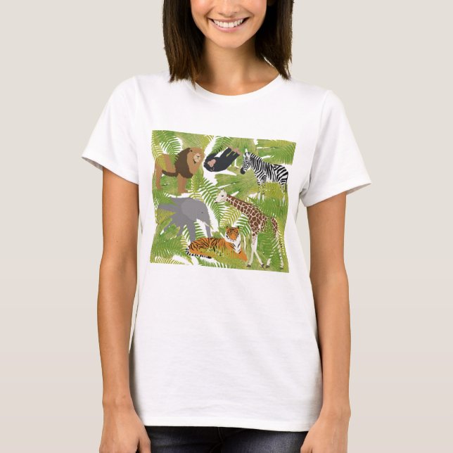 T-shirt Cute Jungle Animaux Safari Garçon | Fille (Devant)