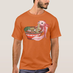 T-shirt Cute Kawaii Anime Axolotl Japonais Ramen nouilles 