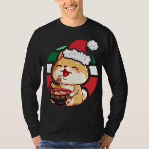 T-shirt Cute Kawaii Anime Shiba Inu Chien Manger Ramen Chr