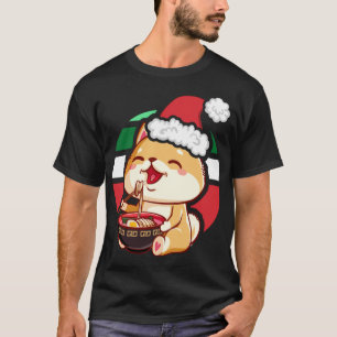 T-shirt Cute Kawaii Anime Shiba Inu Chien Manger Ramen Chr