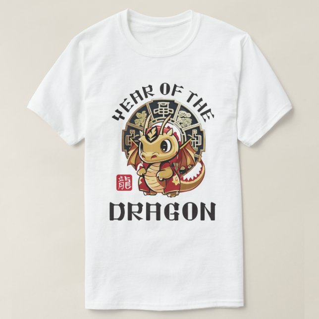 T-shirt Cute Kawaii Asiatique Chinois Dragon Zodiac Année  (Design devant)