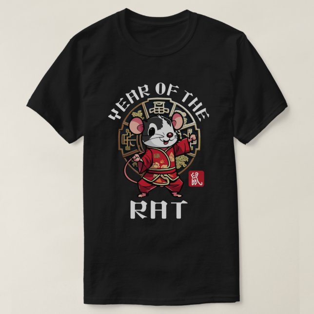 T-shirt Cute Kawaii Asiatique Chinois Rat Zodiac Année lun (Design devant)