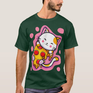 T-shirt Cute Kawaii Cat Pizza Japanese Anime Women or Girl