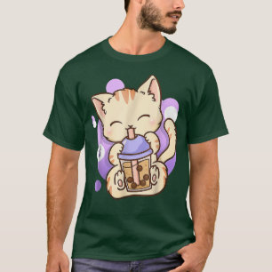 T-shirt Cute Kawaii Chat Boba Bubble Thé Lait Anime Neko K