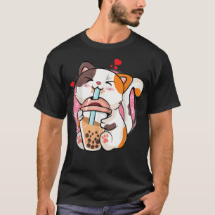 T-shirt Cute Kawaii Chat Boba Bubble Thé Lait Anime Neko K