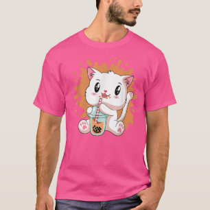 T-shirt Cute Kawaii Chat Boba Bubble Thé Lait Anime Neko K