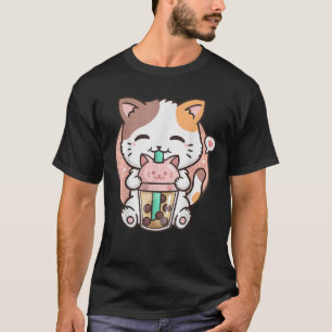 T-shirt Cute Kawaii Chat Boba Bubble Thé Lait Anime Neko K