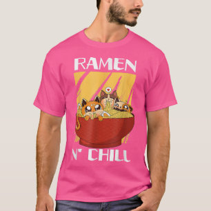 T-shirt Cute Kawaii Chat Ramen Bowl Japonais Soupe aux nou