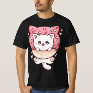 T-shirt Cute Kawaii Chats Donut Anime Lover Otaku Fun Chat