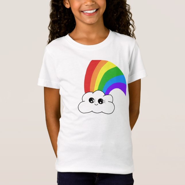 T-Shirt Cute Kawaii Cloud Arc-en-ciel (Devant)