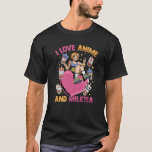 T-shirt Cute Kawaii Coeur Girl - I Love Anime Et Thé De La