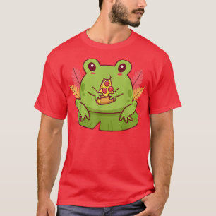 T-shirt Cute Kawaii Cottagecore Frog Manger Pizza Aesthet