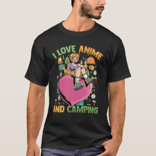 T-shirt Cute Kawaii Heart Girl - I Love Anime Et Camping