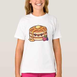 T-shirt Cute Kawaii Pancake Stack with Syrup and Berries