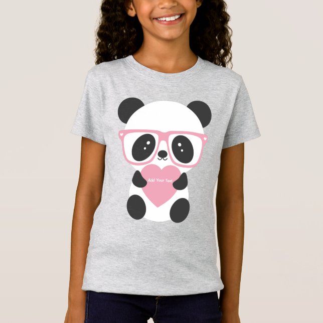 T-Shirt Cute Kawaii Panda Ours Coeur rose (Devant)
