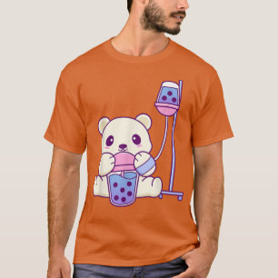 T-shirt Cute Kawaii Polar Bear Gets Boba Infusion - Anime