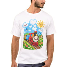 Cute Kawaii Steam Train Travel Tulips