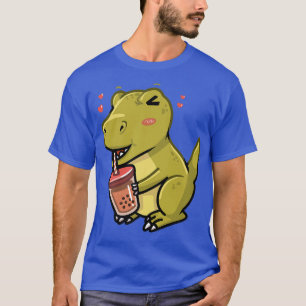 T-shirt Cute Kawaii T-Rex Dinosaur Aime Boire Boba Tea