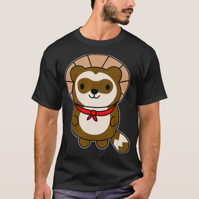 T-shirt Cute Kawaii Tanuki   Japanese Raccoon Dog Gift (Devant)
